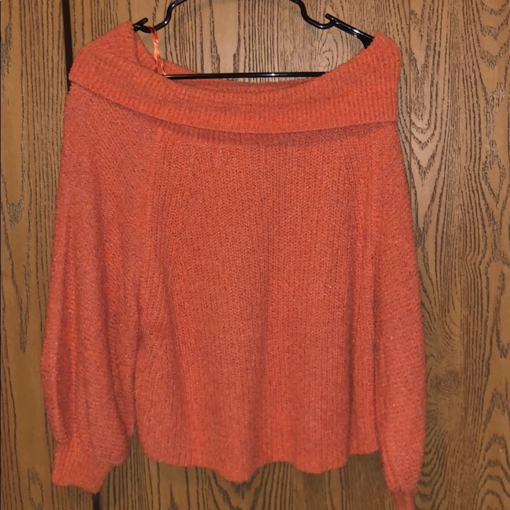 off the shoulder, bat sleeve sweater